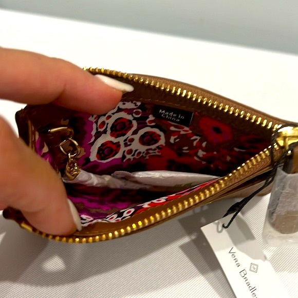 Vera Bradley Slim Coin Purse Cognac Genuine Leather - Picture 6 of 9